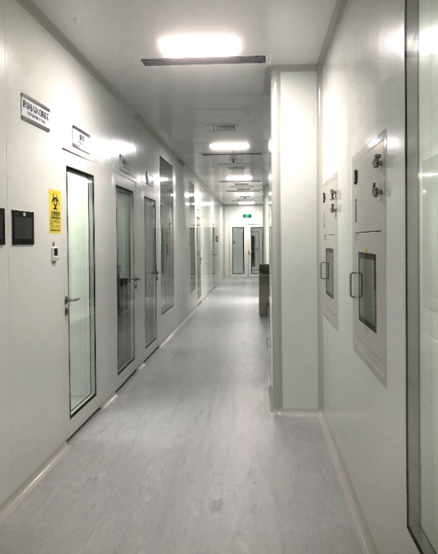 Corridor of the GMP cell manufacturing facility